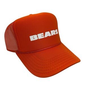 NEW VINTAGE STYLE CHICAGO BEARS SCRIPT ORANGE TRUCKER HAT CAP ADU…